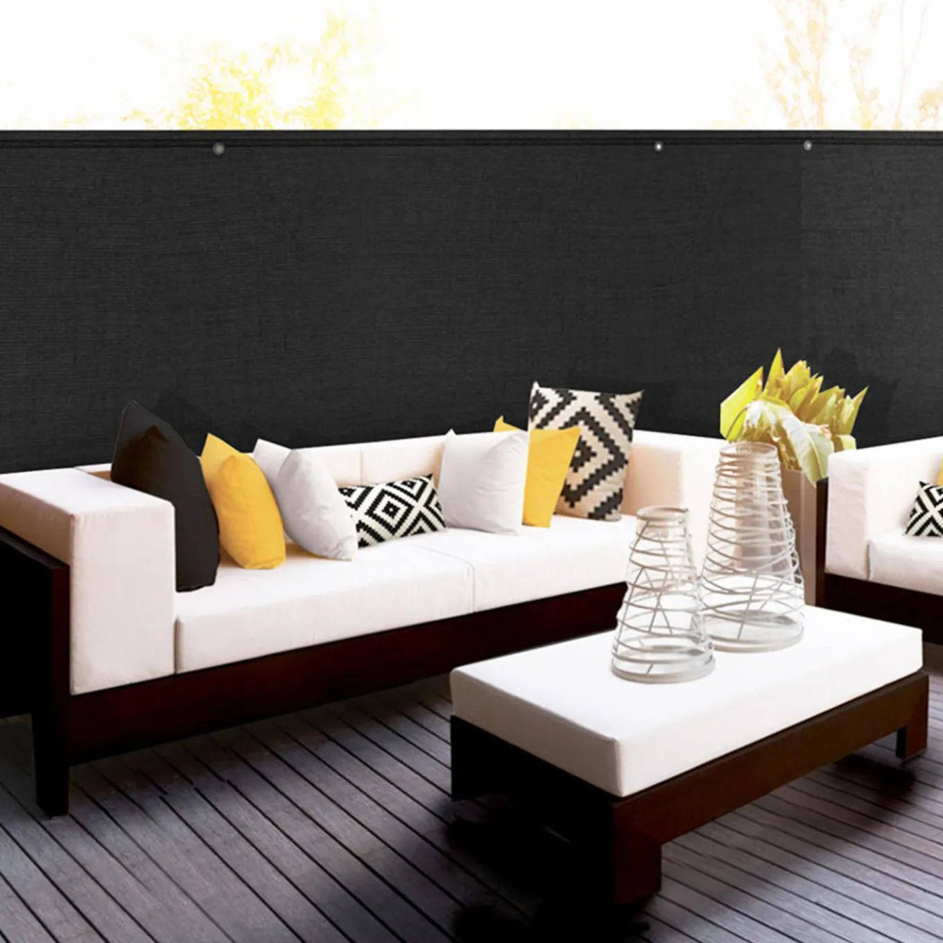 IDMarket Brise vue noir 2 m x 10 m occultant 300 gr/m²* Brise-Vues