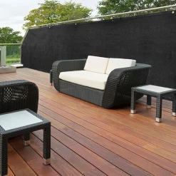 IDMarket Brise vue noir 2 m x 10 m occultant 300 gr/m²* Brise-Vues