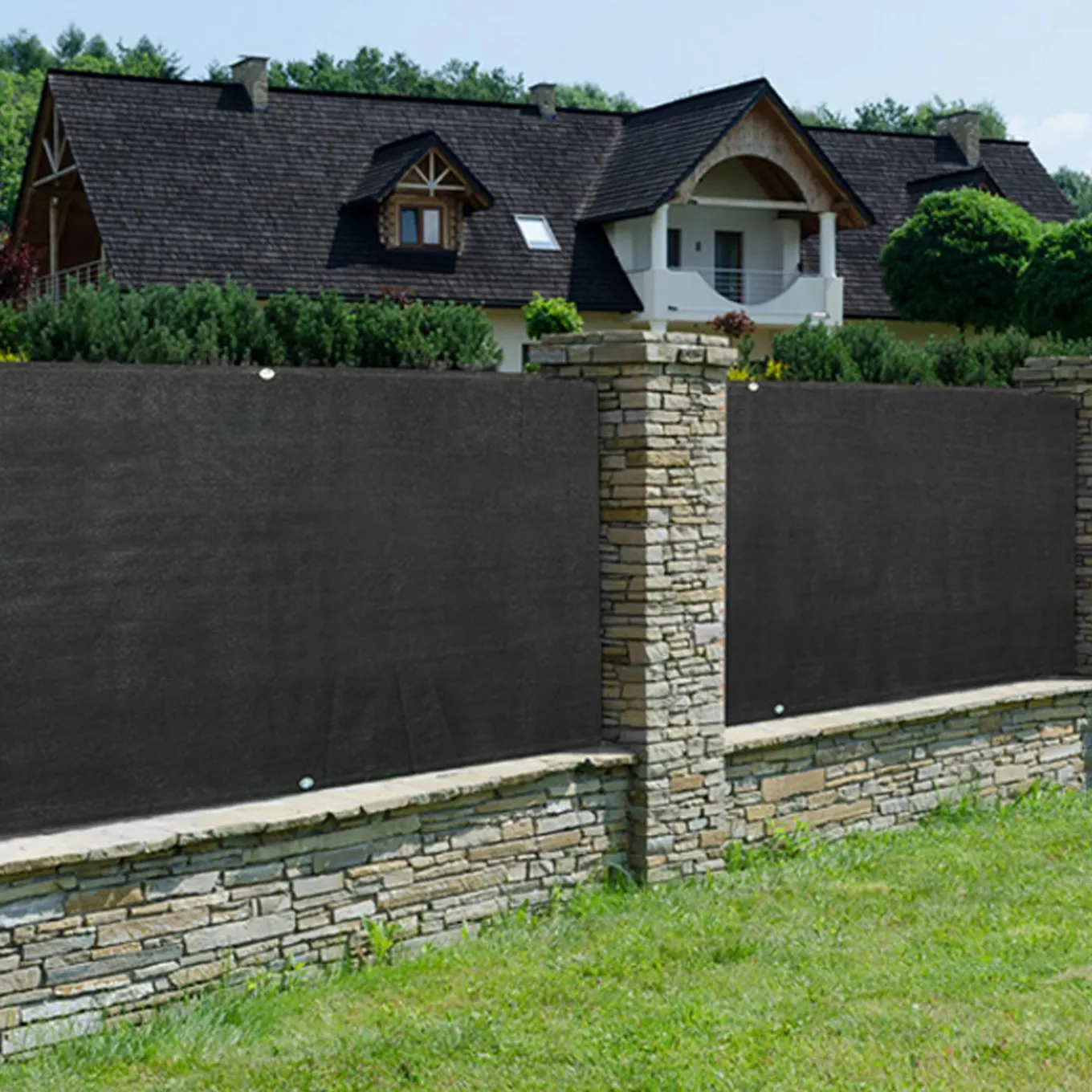 IDMarket Brise vue noir 2 m x 10 m occultant 300 gr/m²* Brise-Vues