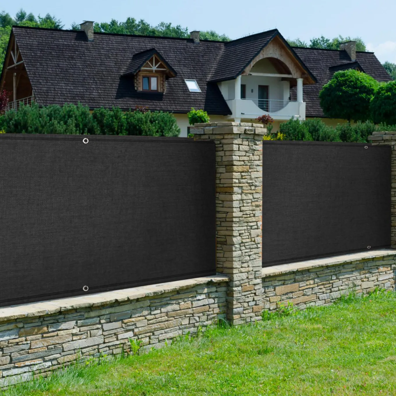 IDMarket Brise vue noir 1,5 m x 10 m occultant et résistant 400 g/m²* Brise-Vues