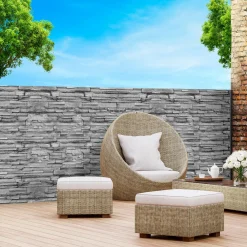 IDMarket Brise vue occultant gris a motif de pierre 1,8 x 10 M* Brise-Vues
