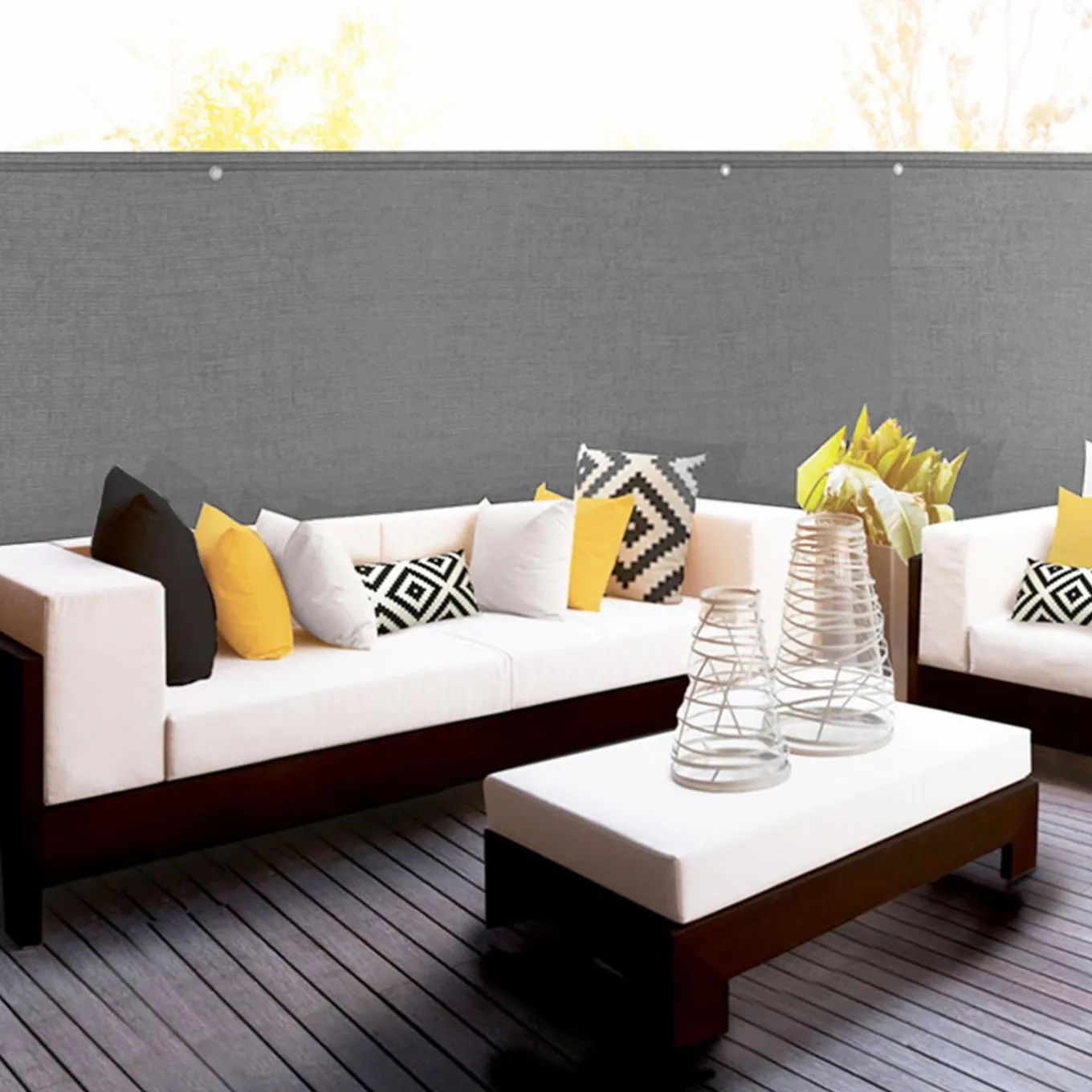 IDMarket Brise-vue gris clair 1,5 m x 10 m occultant 300 g/m²* Brise-Vues