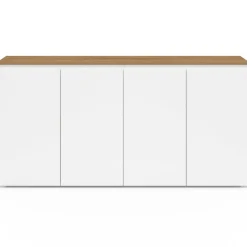 IDMarket Buffet 160 cm 4 portes blanc et plateau bois* Meubles En Bois|Buffets