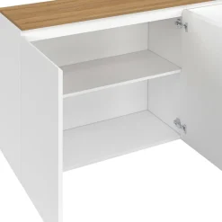 IDMarket Buffet 160 cm 4 portes blanc et plateau bois* Meubles En Bois|Buffets