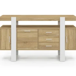 IDMarket Buffet 140 cm bois et blanc* Meubles Tiroirs|Meubles En Bois