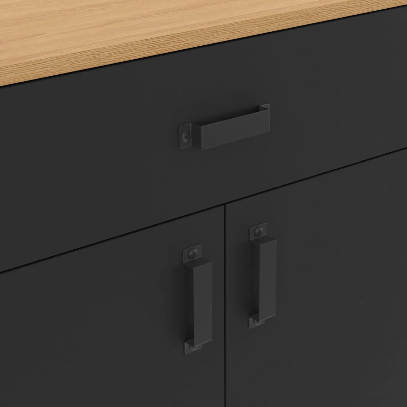 IDMarket Buffet 180 cm XXL 4 portes et 1 tiroir bois et noir* Meubles Tiroirs|Meubles Bas