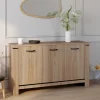 IDMarket Buffet 3 portes 140 cm en bois clair* Collection Design|Collection Contemporaine