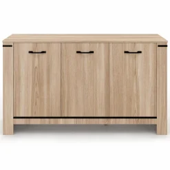 IDMarket Buffet 3 portes 140 cm en bois clair* Collection Design|Collection Contemporaine