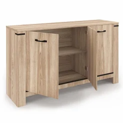 IDMarket Buffet 3 portes 140 cm en bois clair* Collection Design|Collection Contemporaine