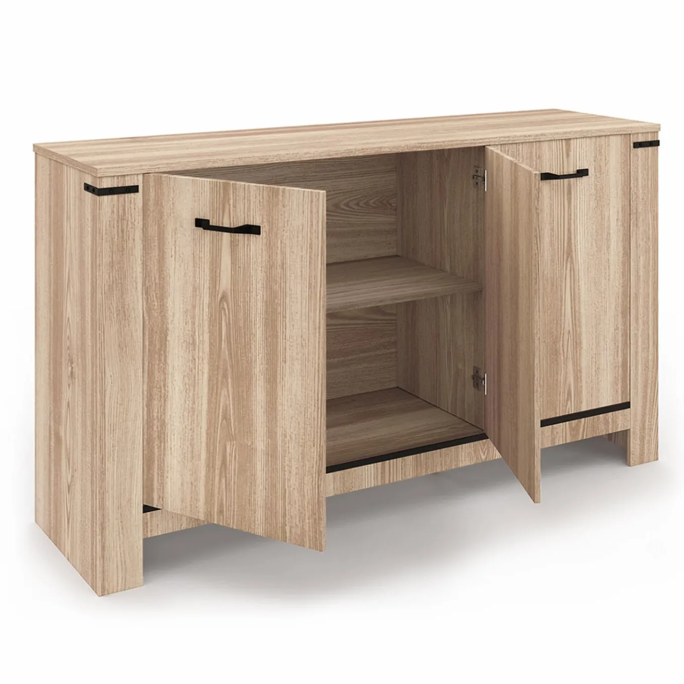 IDMarket Buffet 3 portes 140 cm en bois clair* Collection Design|Collection Contemporaine