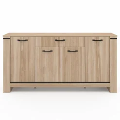 IDMarket Buffet 4 portes avec tiroir bois clair 160 cm* Collection Design|Collection Contemporaine