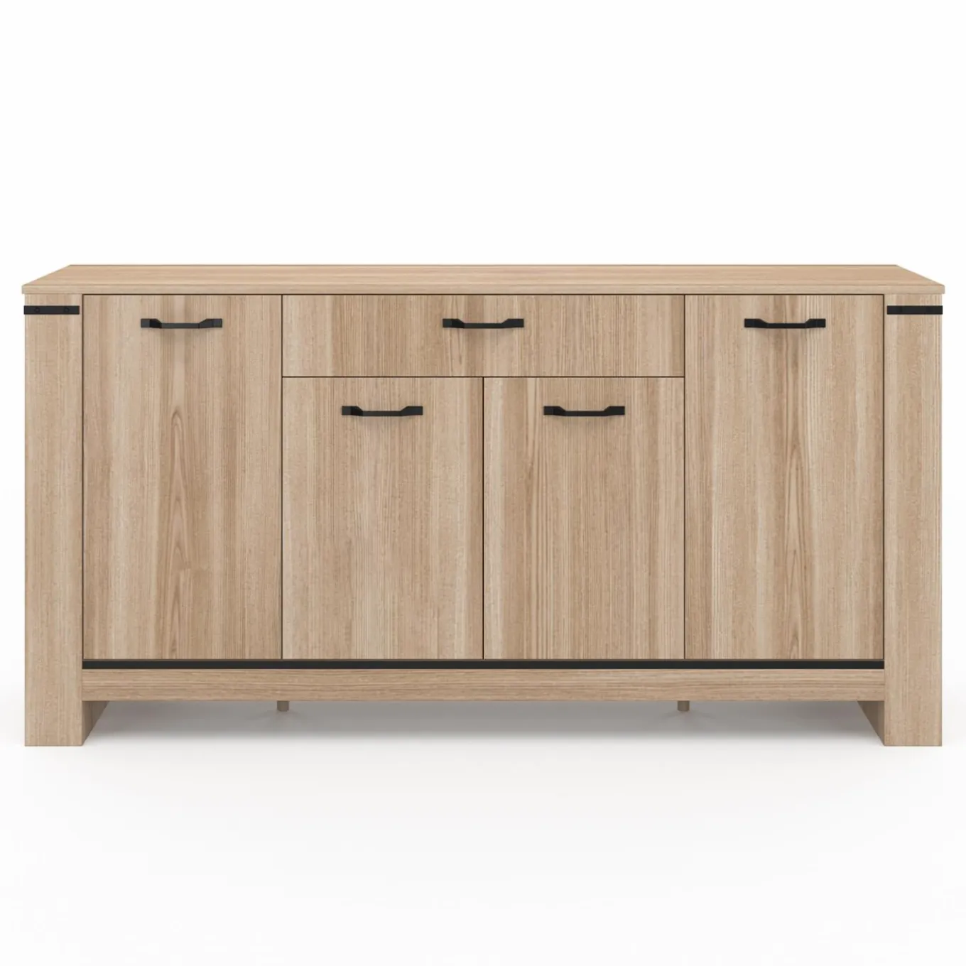 IDMarket Buffet 4 portes avec tiroir bois clair 160 cm* Collection Design|Collection Contemporaine