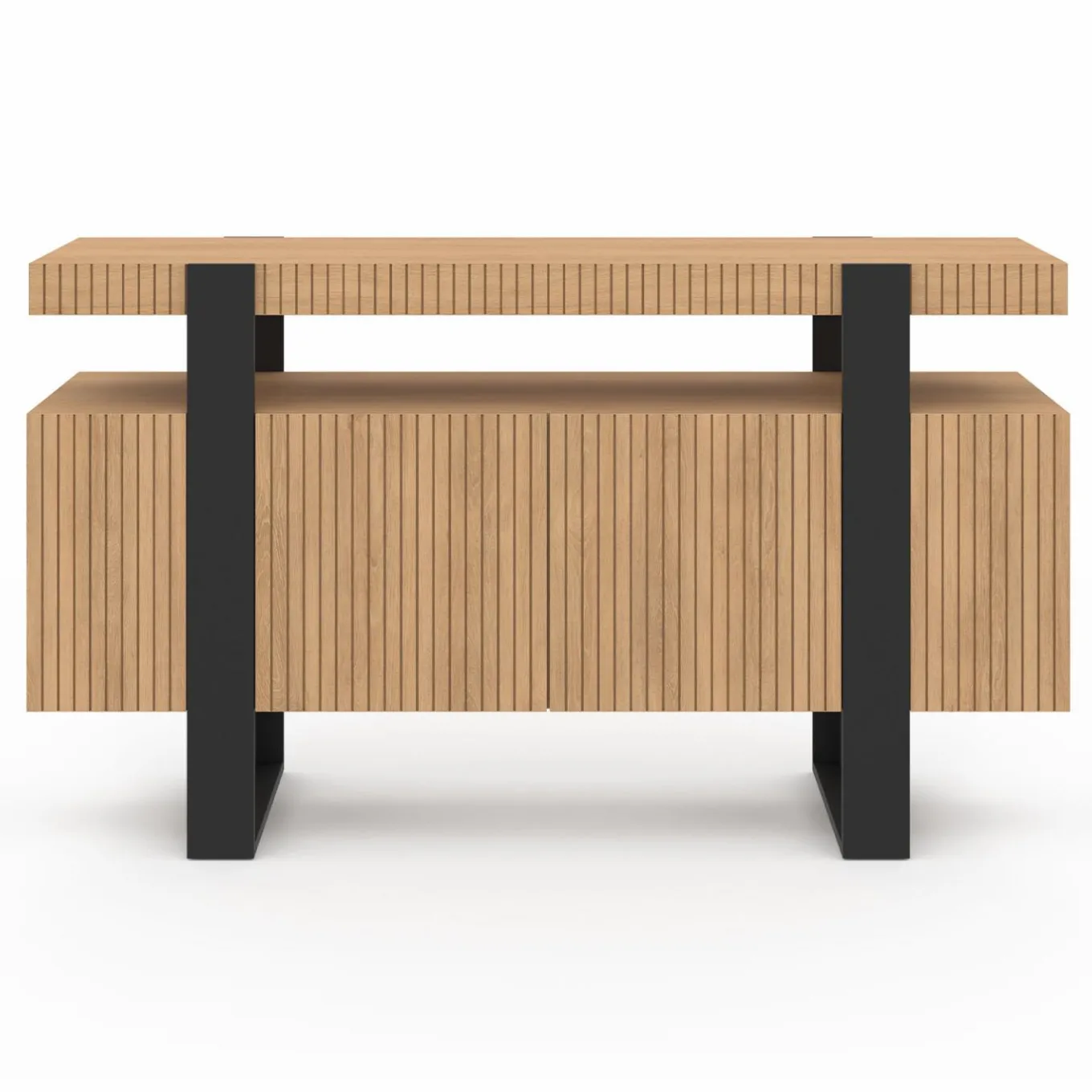 IDMarket Buffet 4 portes effet lattes* Meubles En Bois|Collection Design