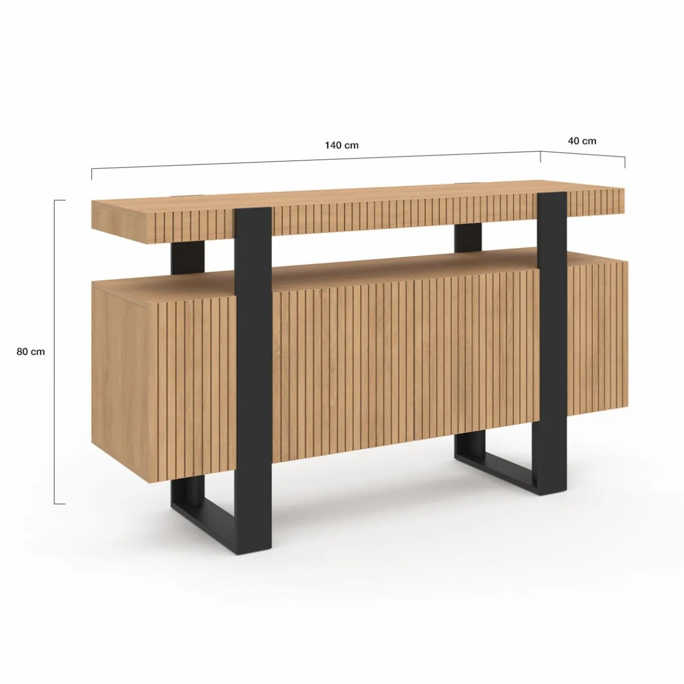 IDMarket Buffet 4 portes effet lattes* Meubles En Bois|Collection Design