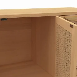 IDMarket Buffet bas 3 portes avec cannage 110 cm* Collection Cannage|Buffets