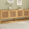 IDMarket Buffet bas 4 portes bois et cannage 160 cm* Collection Cannage|Buffets