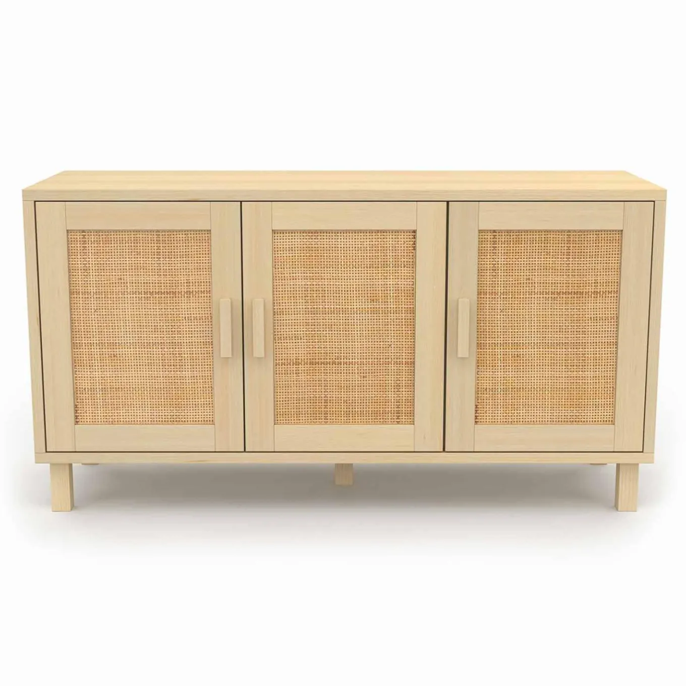 IDMarket Buffet bas bois et cannage 3 portes* Collection Cannage|Collection Vintage