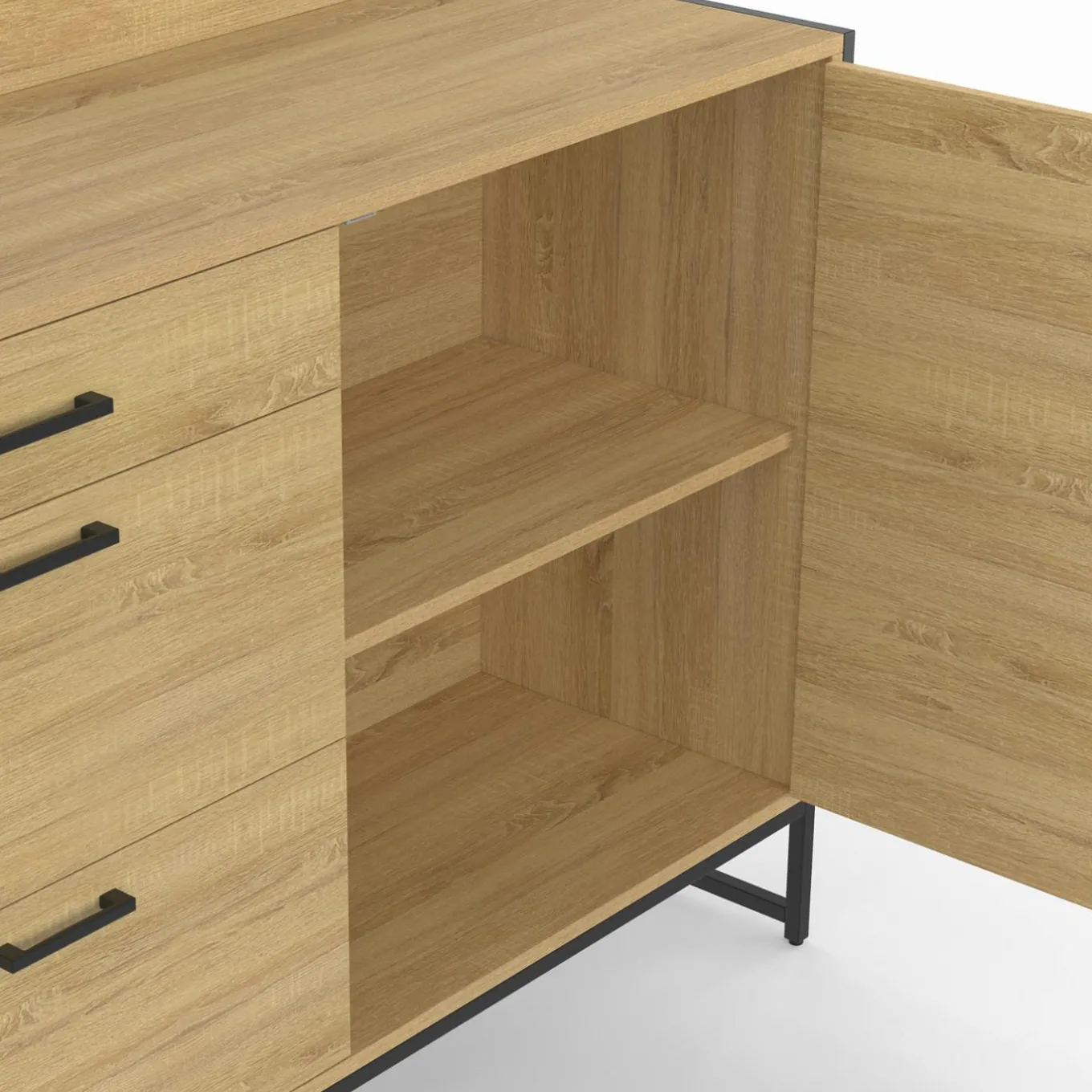 IDMarket Buffet bas de cuisine 120 cm 3 tiroirs design industriel* Meubles Tiroirs|Meubles De Cuisine Avec Plan De Travail