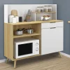 IDMarket Buffet bas de cuisine hêtre et blanc* Collection Scandinave|Meubles De Cuisine Avec Plan De Travail
