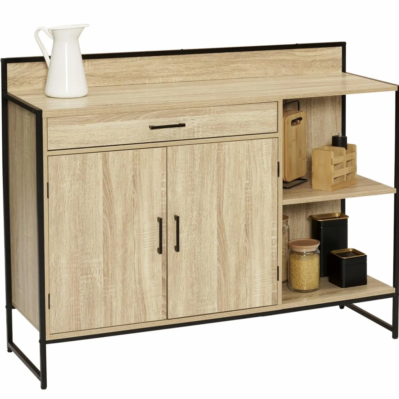 IDMarket Buffet bas de cuisine industriel avec plan de travail* Meubles Tiroirs|Collection Industrielle