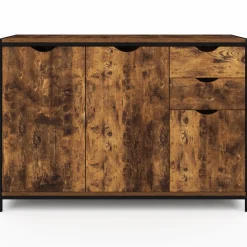 IDMarket Buffet bas industriel 110 cm avec placards et tiroirs* Collection Vintage|Salon Complet