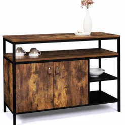 IDMarket Buffet bas industriel 2 portes effet bois vieilli 100 cm* Meubles Bas|Meubles En Bois