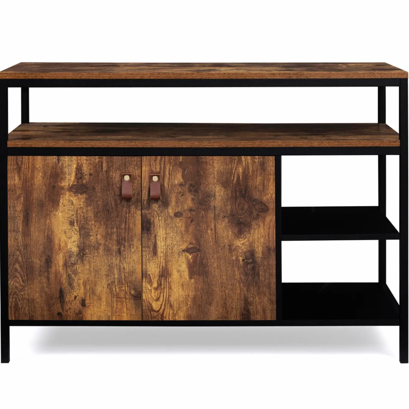 IDMarket Buffet bas industriel 2 portes effet bois vieilli 100 cm* Meubles Bas|Meubles En Bois