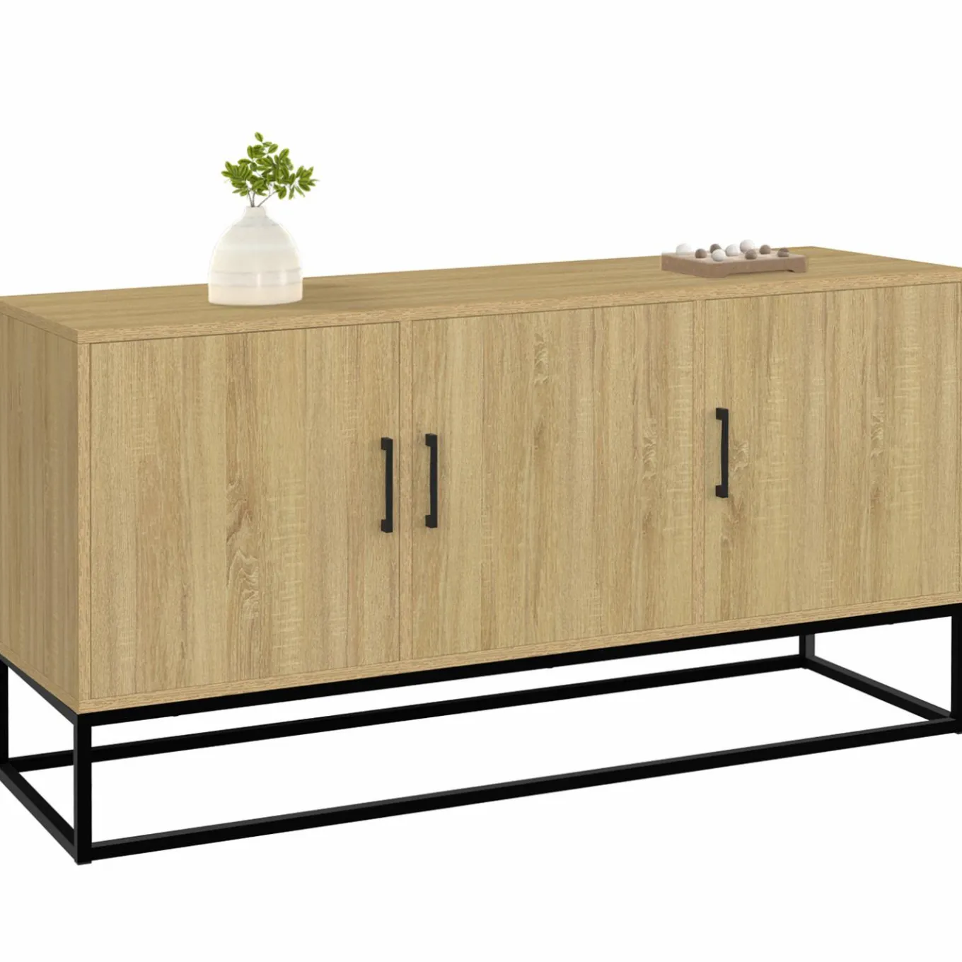 IDMarket Buffet bas industriel bois et noir* Salon Complet|Buffets