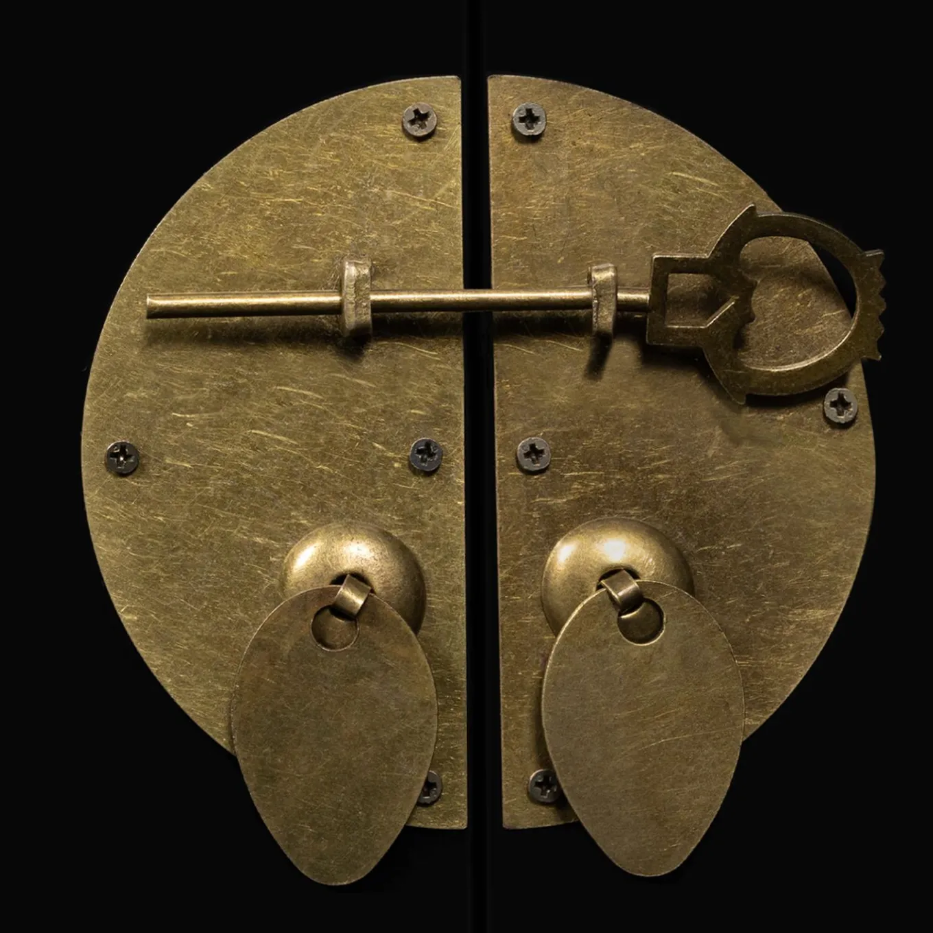 IDMarket Buffet bas noir style asiatique 3 portes* Meubles Bas|Collection Vintage