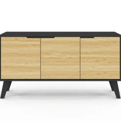 IDMarket Buffet bas scandinave noir* Collection Scandinave|Salle À Manger Complète