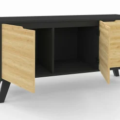 IDMarket Buffet bas scandinave noir* Collection Scandinave|Salle À Manger Complète