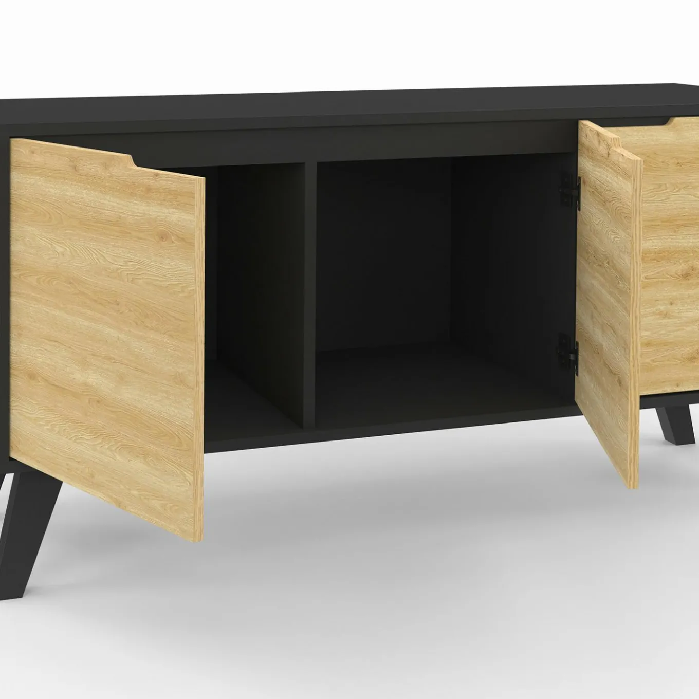 IDMarket Buffet bas scandinave noir* Collection Scandinave|Salle À Manger Complète