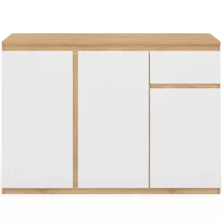 IDMarket Buffet blanc et bois 100 cm 3 portes et 1 tiroir* Collection Contemporaine|Buffets