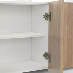 IDMarket Buffet blanc et bois 3 portes avec LED* Buffets|Salon Complet