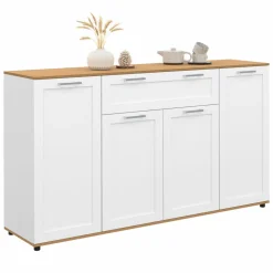 IDMarket Buffet blanc et bois 4 portes 1 tiroir* Buffets|Salon Complet