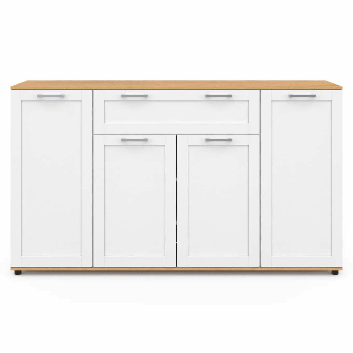 IDMarket Buffet blanc et bois 4 portes 1 tiroir* Buffets|Salon Complet
