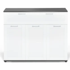 IDMarket Buffet blanc et plateau gris 100 cm avec 3 portes et 1 tiroir* Meubles Tiroirs|Collection Design