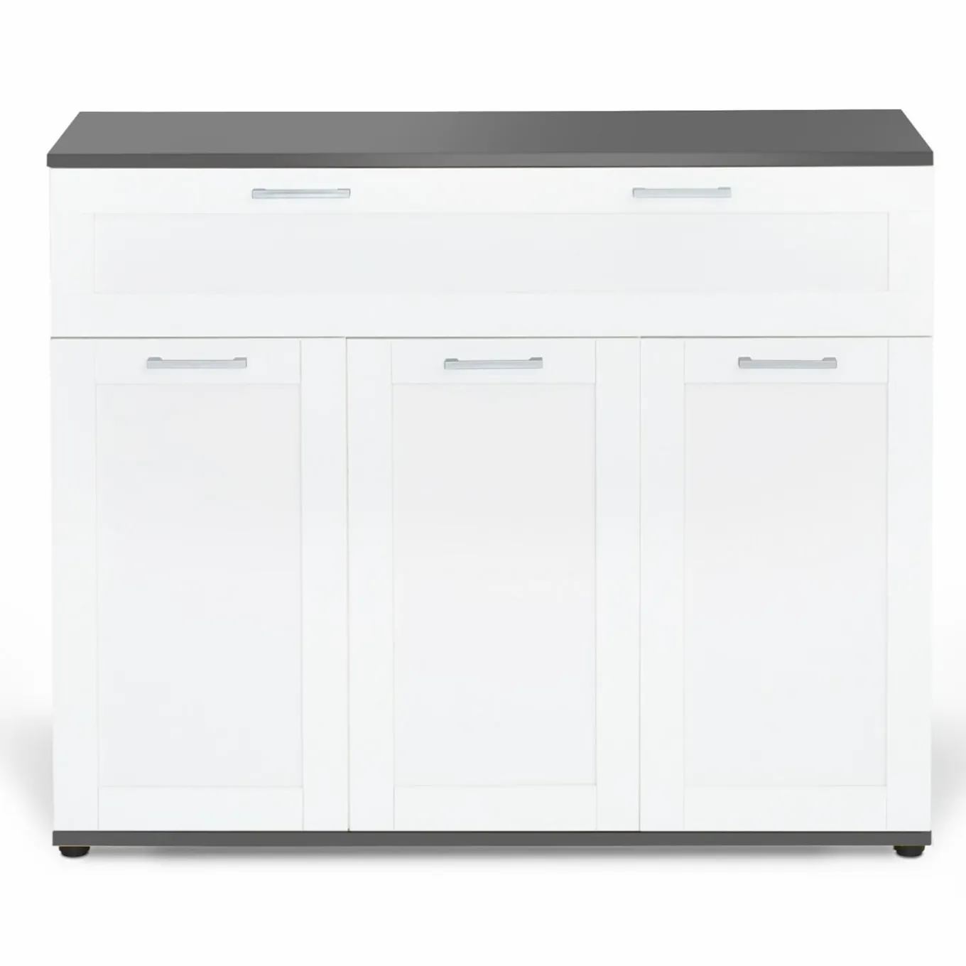 IDMarket Buffet blanc et plateau gris 100 cm avec 3 portes et 1 tiroir* Meubles Tiroirs|Collection Design