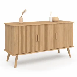 IDMarket Buffet bois 3 portes 110 cm effet lattes* Buffets