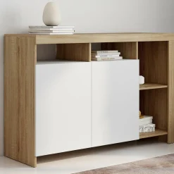 IDMarket Buffet bois avec portes blanches* Buffets|Salle À Manger Complète