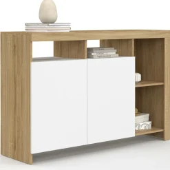 IDMarket Buffet bois avec portes blanches* Buffets|Salle À Manger Complète