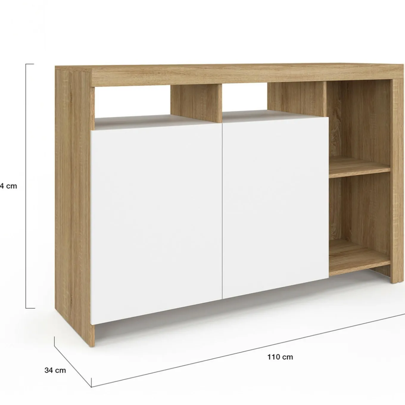 IDMarket Buffet bois avec portes blanches* Buffets|Salle À Manger Complète