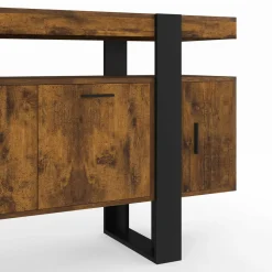 IDMarket Buffet bois effet vieilli et noir 140 cm 4 portes* Meubles En Bois|Collection Design