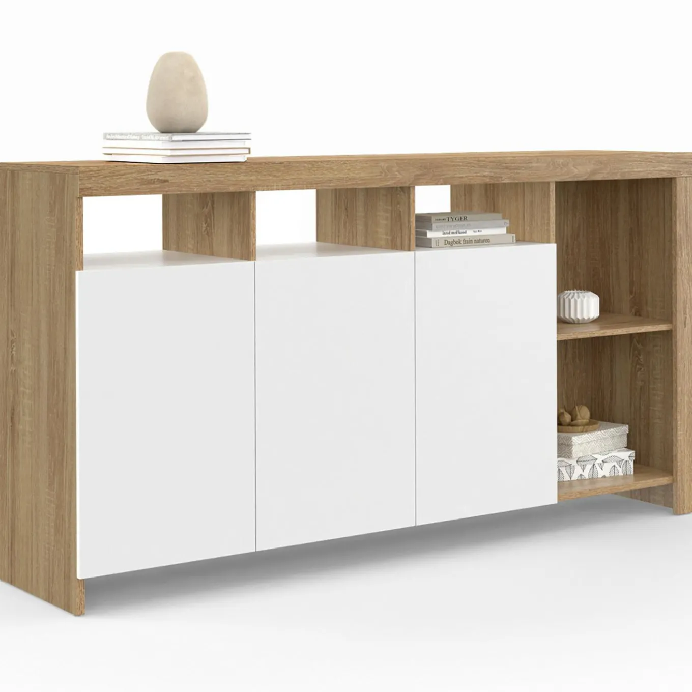 IDMarket Buffet bois et blanc 140 cm* Meubles En Bois|Buffets