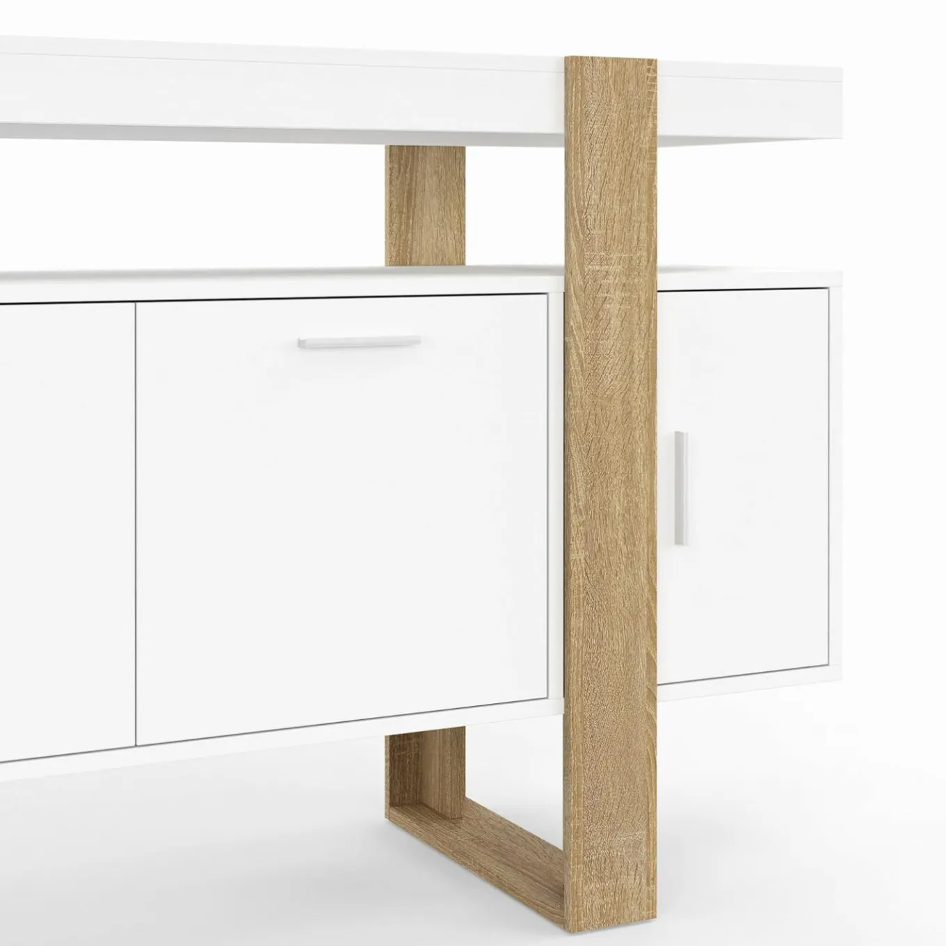 IDMarket Buffet bois et blanc 140 cm avec 4 portes* Buffets