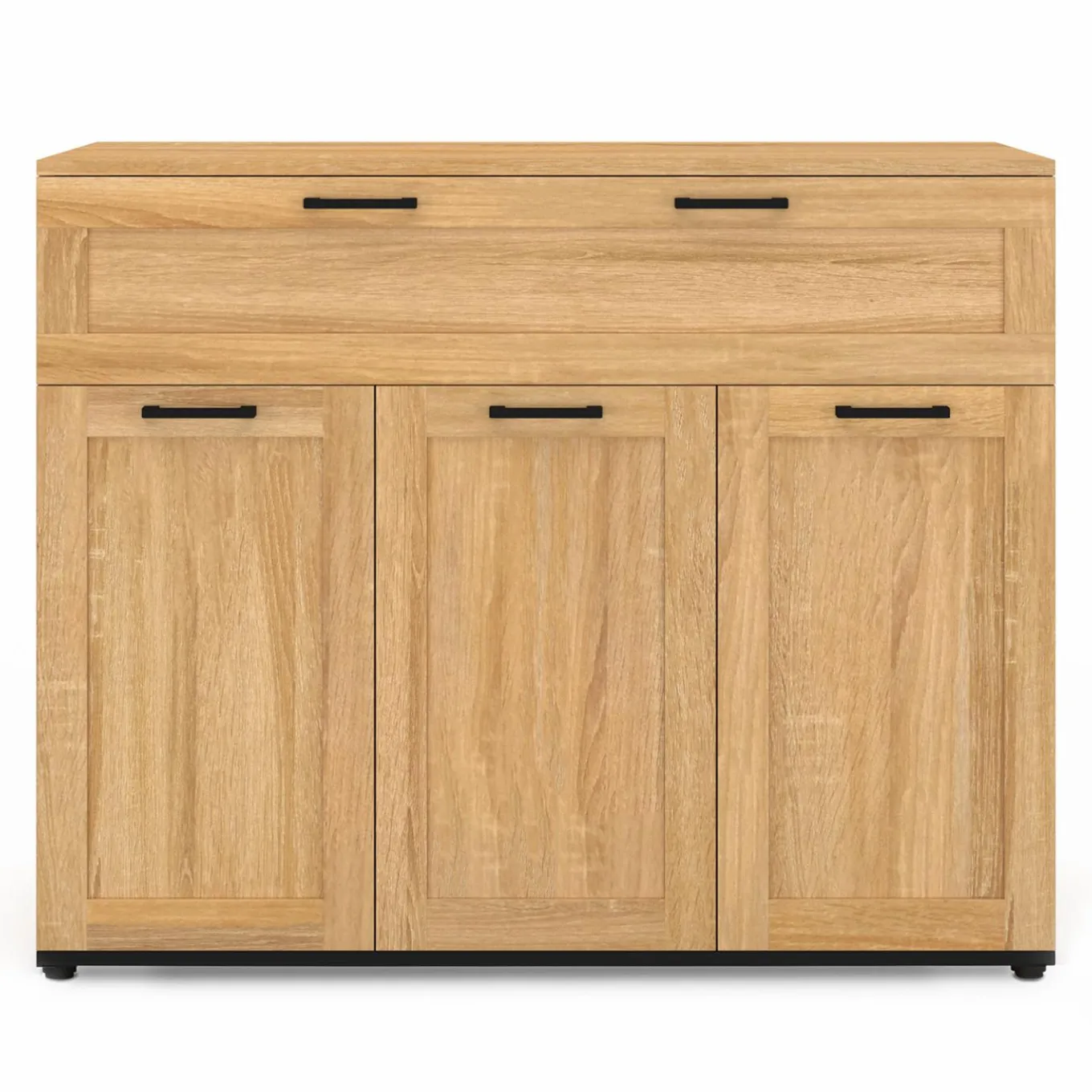 IDMarket Buffet bois et poignées noires 100 cm avec 3 portes et 1 tiroir* Meubles Tiroirs|Collection Design