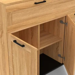 IDMarket Buffet bois et poignées noires 100 cm avec 3 portes et 1 tiroir* Meubles Tiroirs|Collection Design