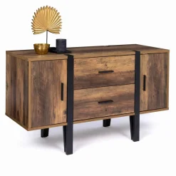 IDMarket Buffet bois foncé avec pied épingle* Collection Vintage|Collection Industrielle