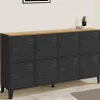 IDMarket Buffet casier 8 portes en métal noir avec plateau bois 139 cm* Buffets|Meubles Tv