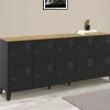 IDMarket Buffet casier 180cm design industriel 10 portes en métal noir et plateau bois* Buffets|Meubles Tv